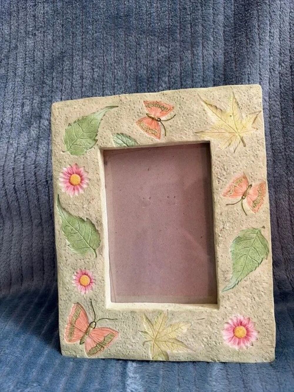 Vintage 3D Resin Butterfly Picture Frame 5x7 Garden Flower Cottage core